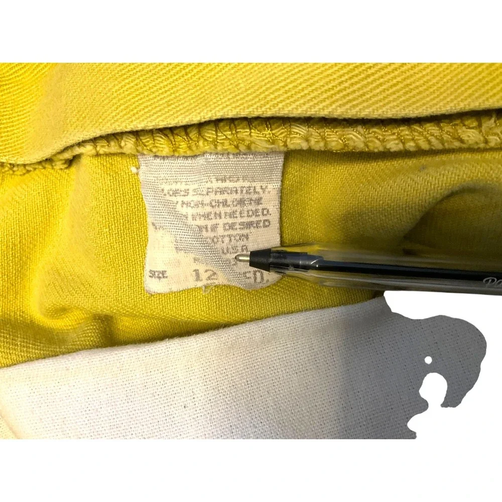 Lee Riveted Dungarees Vintage 90s Carpenter Shorts Mustard‎ Yellow High Rise 12
